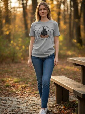 Graphic T Shirt Cold Air Dark Nights Warm Fires Stars Bright‎ Campfire Design